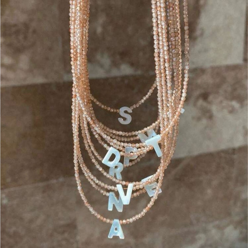 Elegant Beaded Necklace With Alphabet Letter O Charms